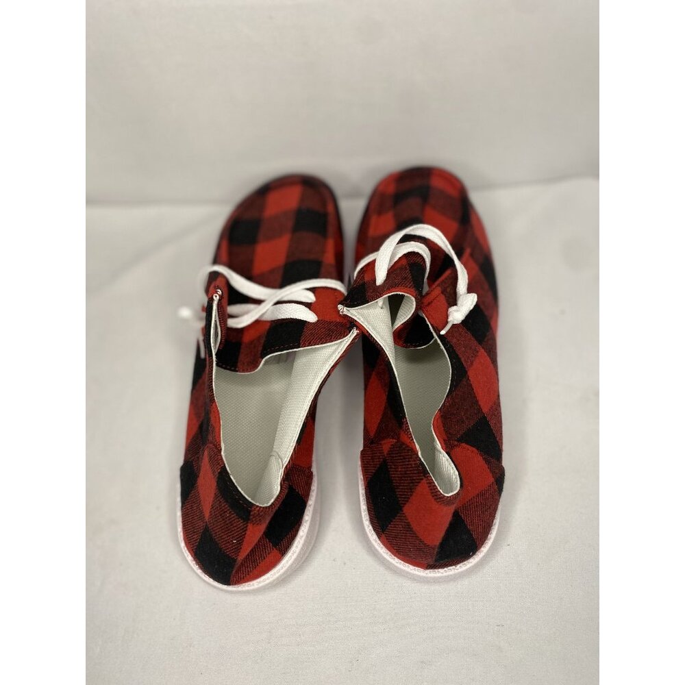 Red & Black Plaid Casual Lace-Up Shoes